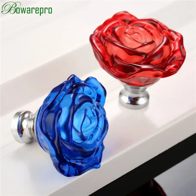 Furniture Hardware Kit - Bowarepro 50MM cristal Rose verre poignée